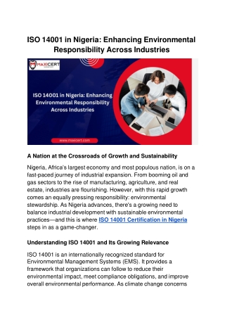 iso 14001 in nigeria enhancing environmental