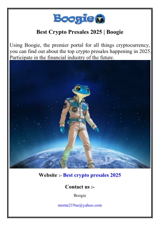 Best Crypto Presales 2025 Boogie