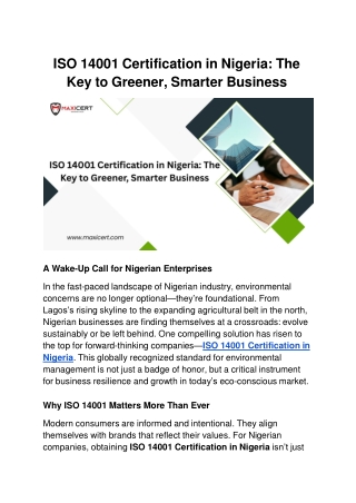 iso 14001 certification in nigeria