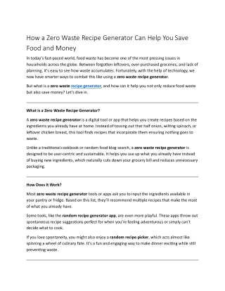 how a zero waste recipe generator can help