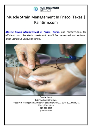 Muscle Strain Management In Frisco, Texas | Paintirm.com