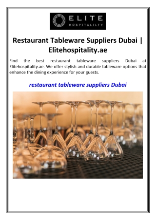Restaurant Tableware Suppliers Dubai  Elitehospitality.ae