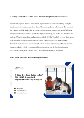 A Step by Step Guide to SAP HANA Brownfield Implementation by Advayan