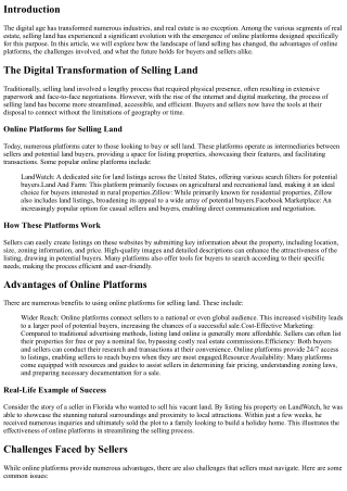 The Rise of Online Platforms for Selling Land