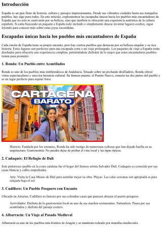 Escapadas únicas hacia los pueblos más encantadores de España