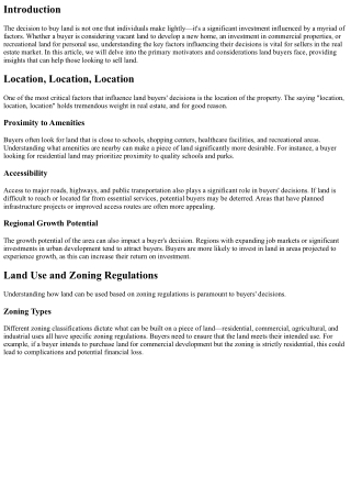 Key Factors That Influence Land Buyers' Decisions