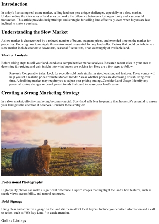 Tips for Selling Land in a Slow Market