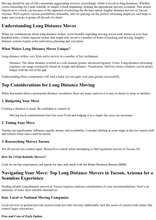 Navigating Your Move: Top Long Distance Movers in Tucson, Arizona for a Seamless