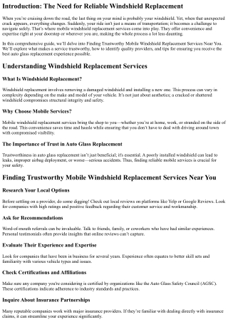 introduction the need for reliable windshield