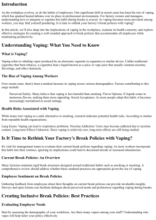 Is It Time to Rethink Your Factory’s Break Policies with Vaping?
