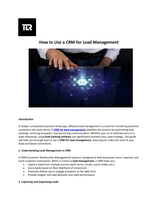 How to Use a CRM for Lead Management
