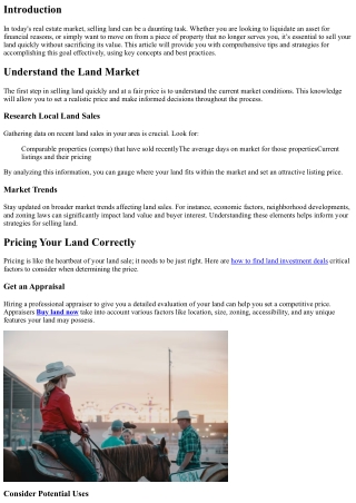 Tips for Selling Land Quickly Without Sacrificing Value