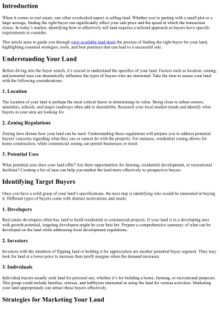 Finding the Right Buyer for Your Land