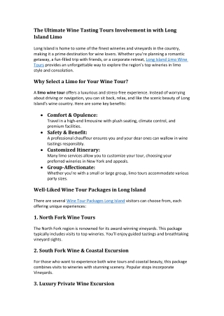 The Ultimate Wine Tasting Tours Involvement in with Long Island Limo