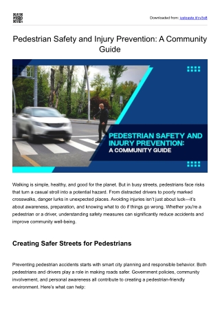 Pedestrian Safety and Injury Prevention - A Community Guide