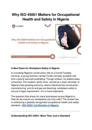 why iso 45001 matters for occupational health