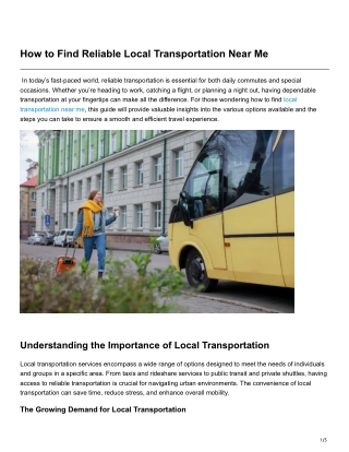 How to Find Reliable Local Transportation Near Me
