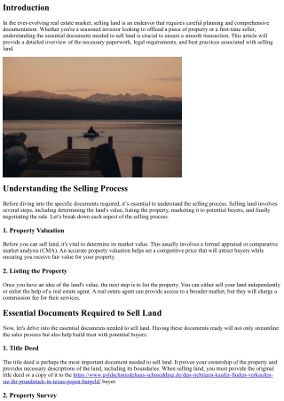 Essential Documents Needed to Sell Land