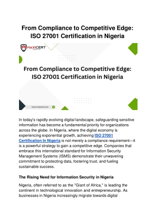 from compliance to competitive edge iso 27001