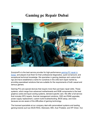 Gaming pc Repair Dubai
