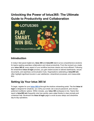 Unlocking the Power of lotus365_ The Ultimate Guide to Productivity and Collaboration