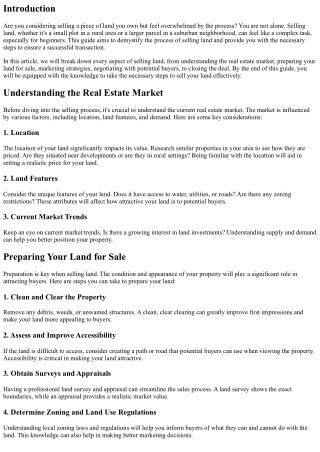 Breaking Down the Process of Selling Land for Beginners