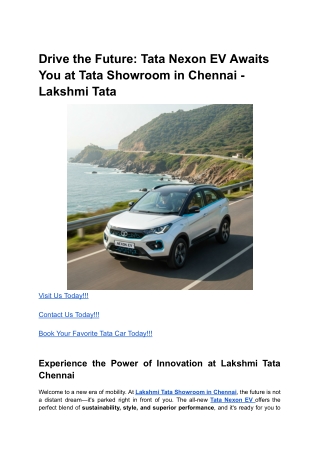 Drive the Future_ Tata Nexon EV Awaits You at Tata Showroom in Chennai - Lakshmi Tata