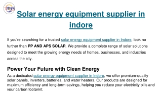 Solar energy equipment supplier in indore