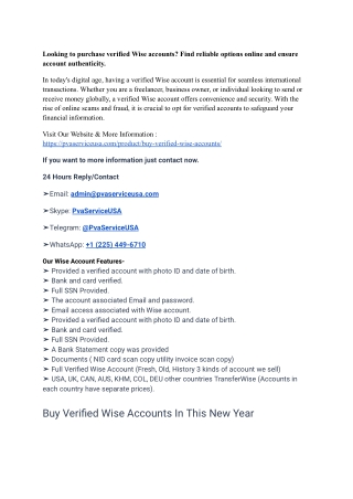 #1 How to Buy Verified Wise Account: Full WISE's Potential