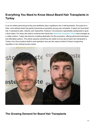 Everything You Need to Know About Beard Hair Transplants in Turkey