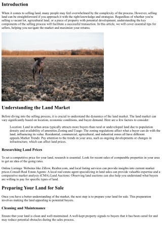 Selling Land Made Simple: Essential Tips for Sellers