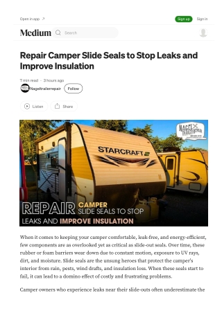 Repair slide seals with expert Mobile Camper Repair Michigan help
