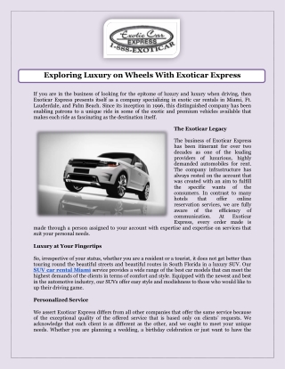 exploring luxury on wheels with exoticar express