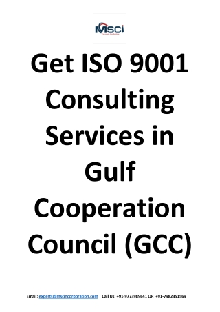 Get ISO 9001 Consulting Services in Gulf Cooperation Council