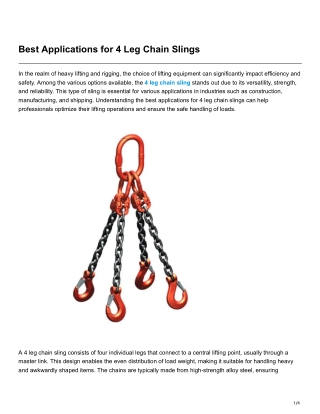 Best Applications for 5 Leg Chain Slings