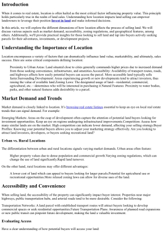 The Impact of Location on Selling Land