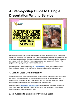 A Step-by-Step Guide to Using a Dissertation Writing Service