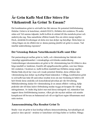 grönt te för viktnedgång