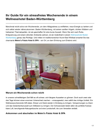 Ihr Guide für ein stressfreies Wochenende in einem Wellnesshotel Baden-Württemberg