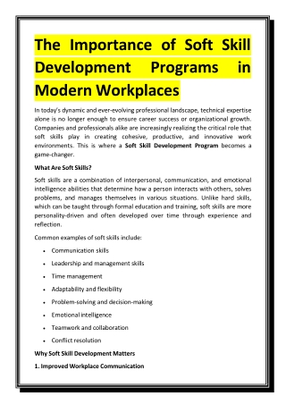 The Importance of Soft Skill Development Programs in Modern Workplaces