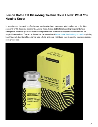 Lemon Bottle Fat Dissolving Treatments in Leeds What You Need to Know