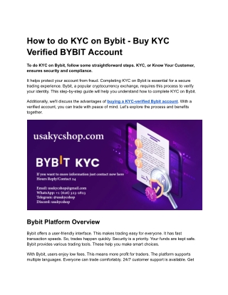 how to do kyc on bybit buy kyc verified bybit