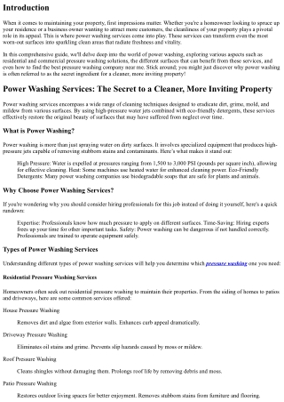 Power Washing Services: The Secret to a Cleaner, More Inviting Property