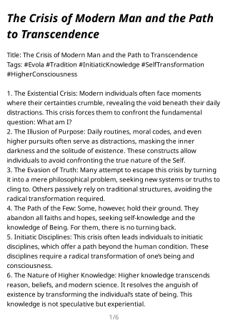 the crisis of modern man and the path