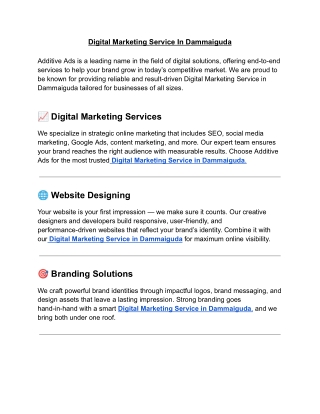 Digital Marketing Service In Dammaiguda