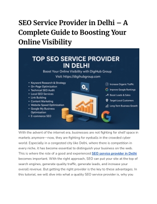 SEO Service Provider in Delhi – A Complete Guide to Boosting Your Online Visibility