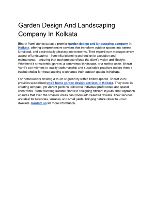 Garden Design And Landscaping Company In Kolkata