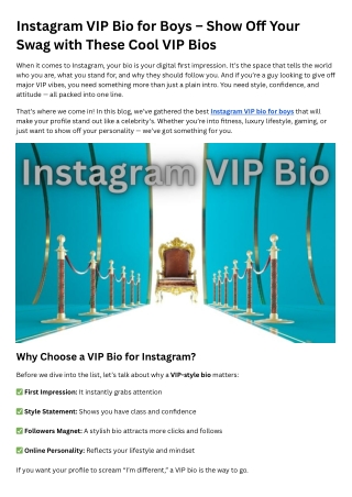 Instagram VIP Bio
