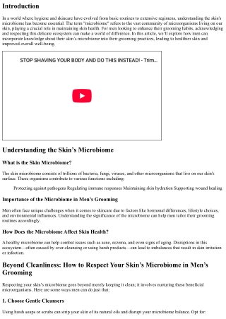 Beyond Cleanliness: How to Respect Your Skin’s Microbiome in Men’s Grooming