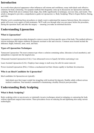 Liposuction vs. Body Sculpting: What to Expect Before, During, and After